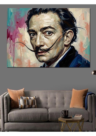 Ressam Salvador Dali Modern Portresi Dekoratif Kanvas - Mdf Ahşap Tablo