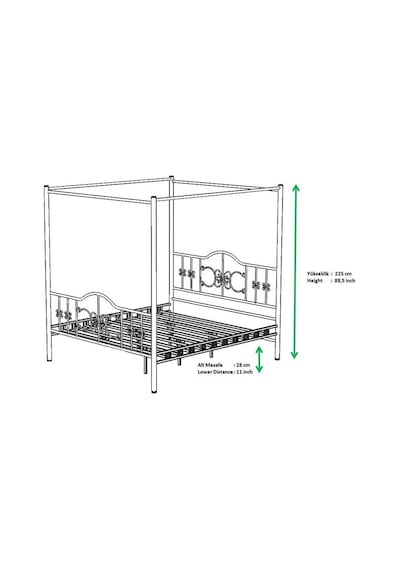 Argimo Pero Sultan Tek Kişilik Metal Beyaz Karyola 90x190 (Cibinliksiz)