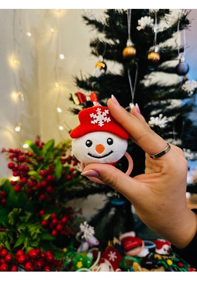 Yılbaşı Temalı Peluş Lastik Toka Seti Noel Baba, Geyik, Çam Ağacı Figürlü 5'li -213 Beyaz