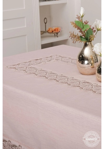 Beril Lüx Dantelli Keten Kumaş Pudra Masa Örtüsü 160x230 Cm - 1124 Çok Renkli
