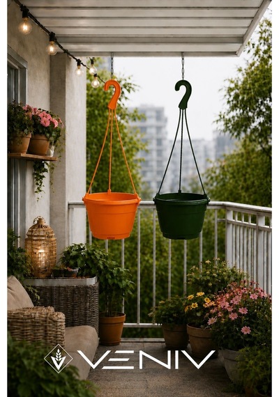 2 Adet Askılı Dekoratif Saksı 18 Cm Çap Yükseklik 12 Cm 50564739