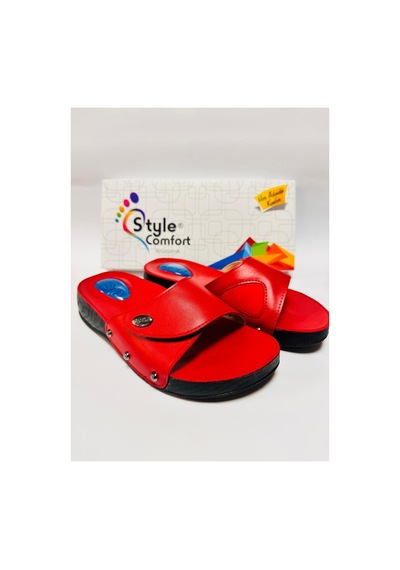 Style Comfort Ortopedik Halluks Valgus Anatomik Taban Kemik Çıkıntısı Ve Topuk Dikeni Terliği Cırtlı Schwjl.03 Kırmızı