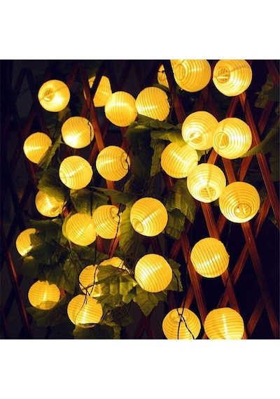 20 Led 3 Metre Güneş Enerjili Japon Feneri 8 Mod Led Bahçe Teras