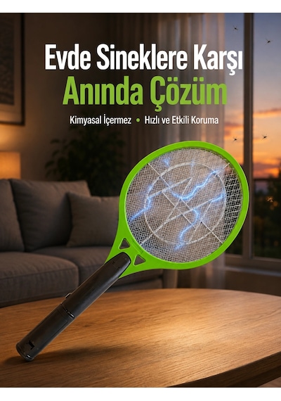 Mey İthalat Çocuk Ve Evcil Hayvan Dostu Elektrikli Sinek Raketi Güvenli Kullanım Yeni Nesil