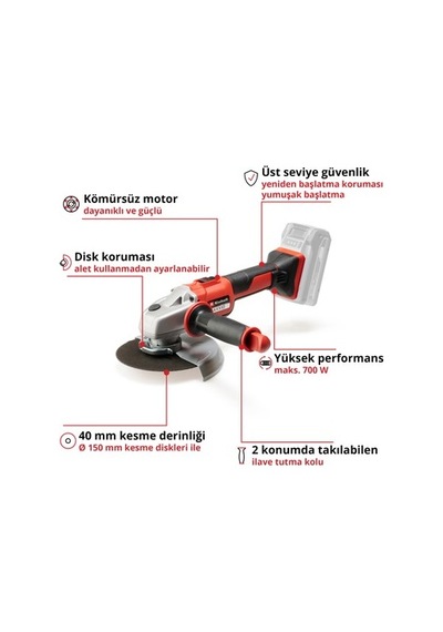 Akülü Avuç Taşlama, 700 W Ve 150 Mm Disk İle Güçlü İşlem