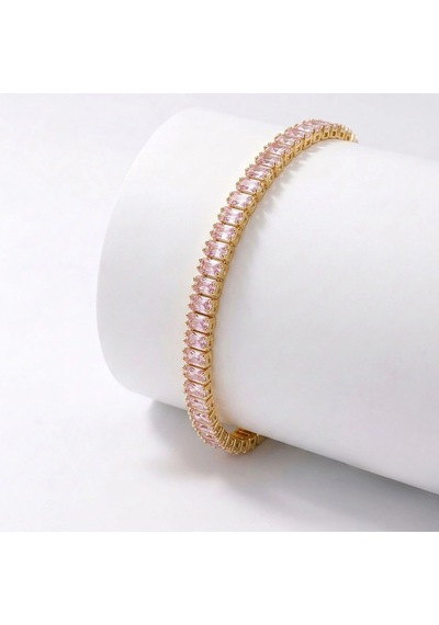 Moncuk Design 4mm Pembe Zirkon Taşlı Ayarlanabilir Su Yolu Kadın Bileklik 3351kbv4d6 Sarı
