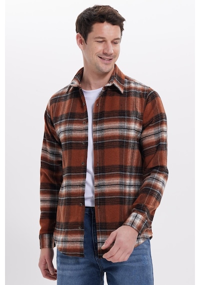 Tudors Erkek Slim Fit Dar Kesim Kareli Kışlık Oduncu Gömlek-42212 Kahverengi Tudors Erkek Slim Fit Dar Kesim Kareli Kışlık Oduncu Gömlek-42212 Kahverengi