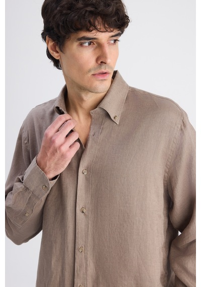 D'S Damat Ds Damat Comfort Vizon Düz Keten Gömlek 6hc02ap01304m Çok Renkli 2XL