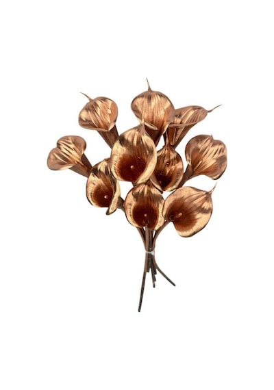 Yapay Çiçek Bronz Renk Gala Eva Malzeme Cala Flower 8li Demet