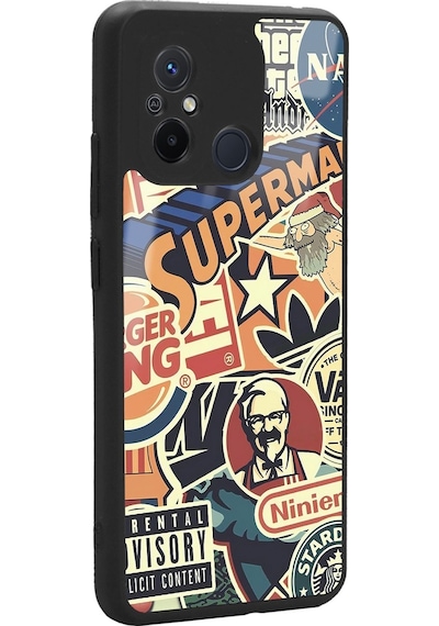 Xiaomi Redmi 12c Retro Marka Tasarımlı Glossy Telefon Kılıfı Çok Renkli