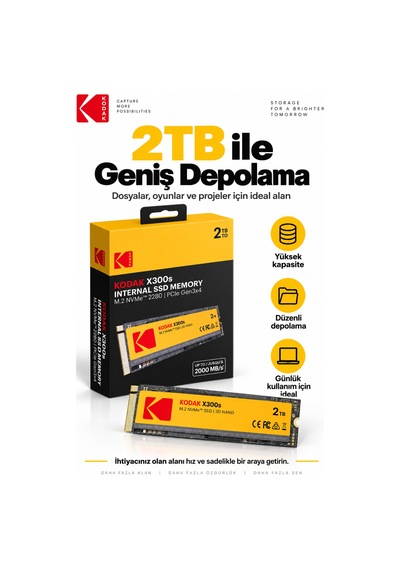 X300s 2tb M.2 Nvme Pcıe Gen3x4 2280 Ssd 2500 Mb/s Okuma 2000 Mb/s Yazma Hızlı Ssd 34757045