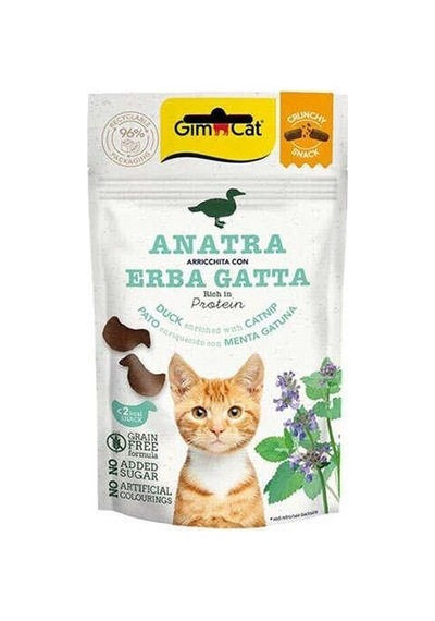 Gimcat Crunchy Snacks Ördek Ve Kedi Otlu Tahılsız Kedi Ödülü 50 Gr