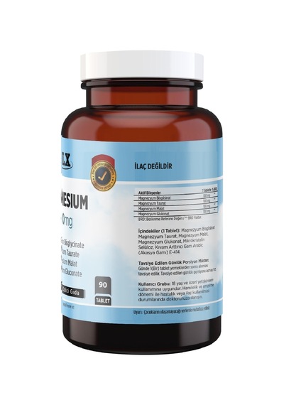 Magnezyum Elementleri Complex 400 Mg Bisglisinat Malat Taurat Glukonat 90 Tablet