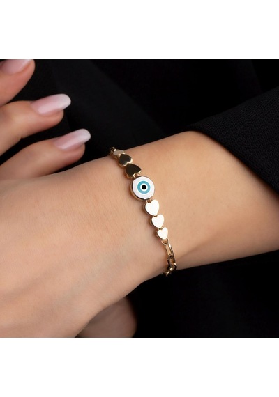 Kalpli Nazar Bileklik BL0044 Sarı Altın