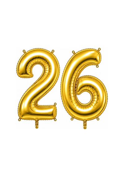 26 Rakam Folyo Balon Altın Rengi 36 Cm