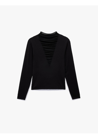 Koton Koton X Sibil Çetinkaya - Slim Fit Uzun Kollu Dik Yaka Tül Detaylı Triko Kazak Siyah 6wak90456ht Koton Koton X Sibil Çetinkaya - Slim Fit Uzun Kollu Dik Yaka Tül Detaylı Triko Kazak Siyah 6wak90456ht