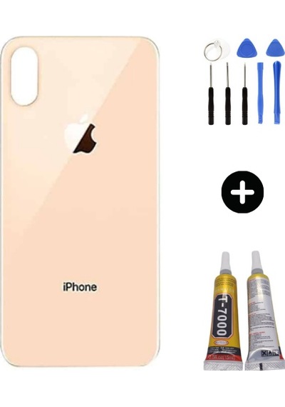 Apple Uyumlu iPhone Xs Max Arka Pil Batarya Kapak Altın + Montaj Seti