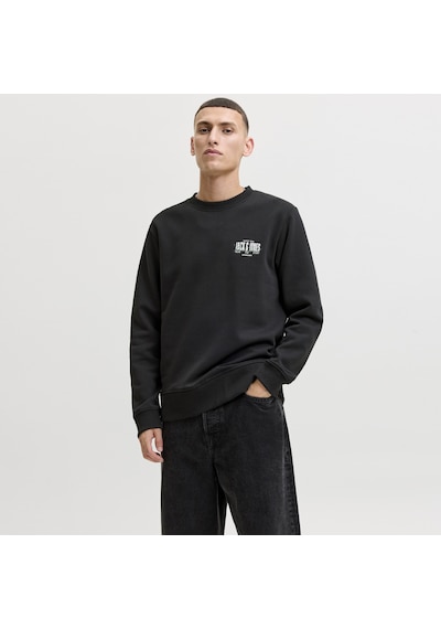 Jack & Jones Erkek Gögüs Baskili Bisiklet Yaka Sweatshirt - Aero - 12298492 Siyah