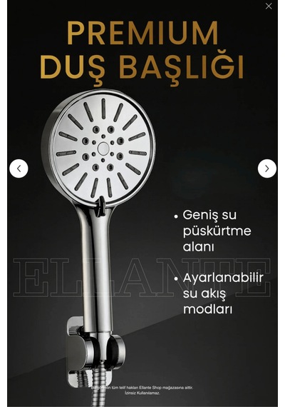 Lüx Duş Seti Geniş Duş Başlığı & Yüksek Kalite Pvc Hortum Çok Renkli