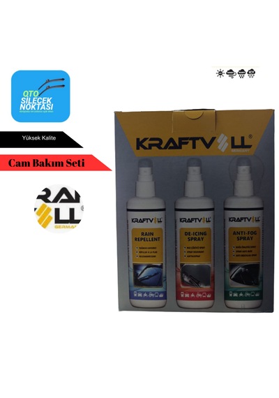 Kraftvoll Kış Cam Bakım Seti Yağmur Kaydırıcı Sprey-buz Çözücü Sprey-buğu Önleyici Sprey 3x250ml