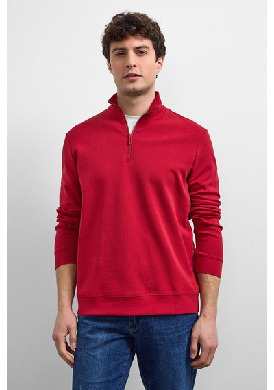 Backandbond Kırmızı Regular Fit Yarım Fermuarlı Sweatshirt