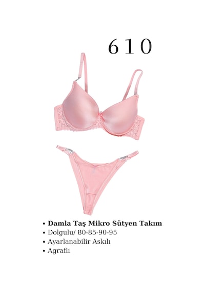 Tılsım Lingerie Murays Kadın 3 Lü Damla Taş Mikro Sütyen Takım Pembe/haki/yeşil