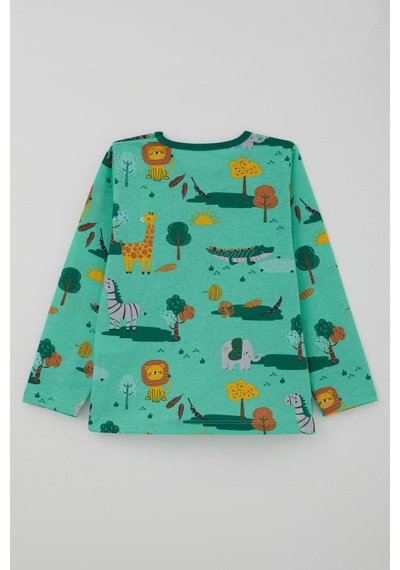 Breeze Erkek Bebek Pijama Takımı Safari Temalı Sevimli Hayvancıklar Desenli 9 Ay-3 Yaş, Yeşil