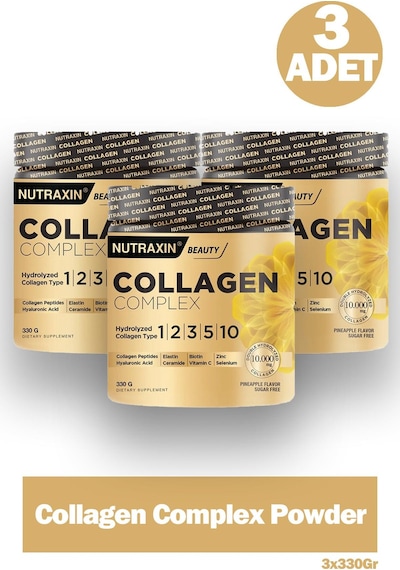 Nutraxin Collagen Complex 1 2 3 5 10 Collagen Tip Aromasız Toz 330 Gr 3 Adet