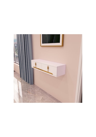 Roza 90 Cm Kapaklı, Raflı ,duvara Monte Dresuar Makyaj Masası Beyaz-altın Beyaz-altın Roza 90 Cm Kapaklı, Raflı ,duvara Monte Dresuar Makyaj Masası Beyaz-altın Beyaz-altın