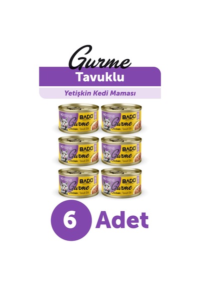 Bado Gurme Yaş Yetişkin Kedi Maması Tavuklu 85 Gr 6 Adet