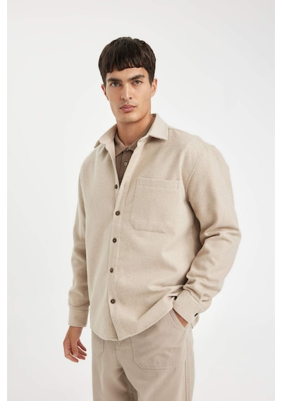 DeFacto Regular Fit Polo Yaka Basic Düz Pamuk Karışımlı Uzun Kollu Gömlek D2622AX24AUBG779 DeFacto Regular Fit Polo Yaka Basic Düz Pamuk Karışımlı Uzun Kollu Gömlek D2622AX24AUBG779