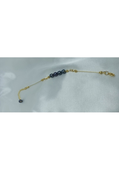 24k Altın Kaplama 7-8 Mm Gerçek Siyah İnci Tasarım Bileklik