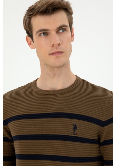 U.S. Polo Assn. Erkek Slim Fit Bisiklet Yaka Haki Kazak 50292850-VR027