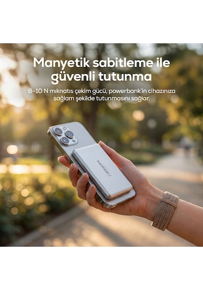 Xenon Smart Kablosuz Powerbank 15w 5000 Mah, Manyetik, 22.5w Pd Usb-c, İnce Alüminyum Gövde X6440 Standart