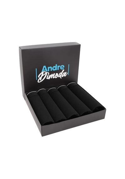 Andredimoda Erkek Pamuklu Likralı Boxer 5'li Premium Paket Çeyizlik Özel Dizayn Siyah Siyah