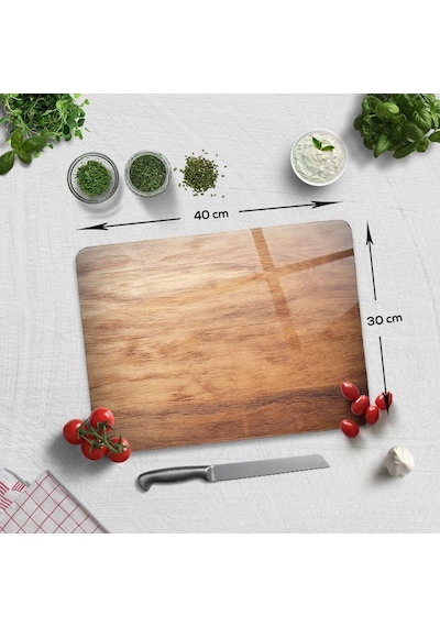 Decorita 10001503013 Ahşap Görünümlü Cam Kesme Tahtası, 30cm X 40cm Genel