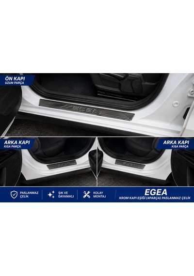 Egea Hatchback Krom Kapı Eşiği 4parça 2020 Ve Üzeri Paslanmaz Çelik Fıategeakket0000001