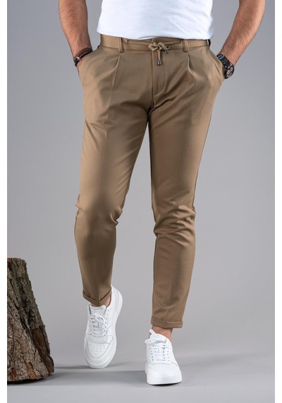 Slimfit Tek Pileli Dar Paça Fermuar Detaylı Kışlık Kumaş Pantolon 001