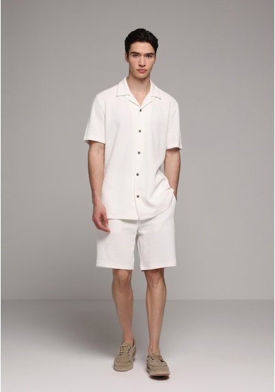 Colin's Colins Regular Fit Apaj Yaka Düz Erkek Beyaz Kısa Kol Gömlek Cl1078406 Q1.v2 Wht