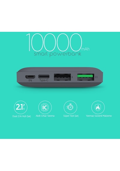 Polosmart PSM71 Micro USB + Type C 10000 mAh Powerbank