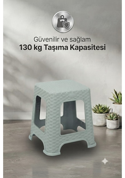 Hasır Küçük Boy Sağlam Kaliteli Kalın Tabure Gri-ma108 1 Adet
