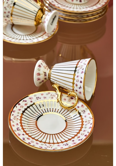 Cooker Nazenin 6 Kişilik 90 Ml Porselen Kahve Fincan Takımı Ckr3863 Pembe