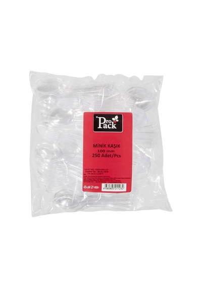 Propack 100mm Minik Kaşık 250 Adet Tek Kullanımlık Plastik Kaşık 2'li Ekonomik Paket - 2 Adet Tarı 2 L