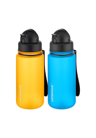 Uzspace 2'li Pipetli Tritan Matara Seti 400 Ml Fiftyfifty -3024seta Turuncu-Turkuaz