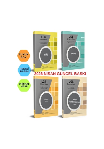 2026 Nisan Dahil 8.sınıf Lgs Çıkmış Sorular Ve Meb Örnek Soruları Çalışma Kitabı 4lü Set Renkli