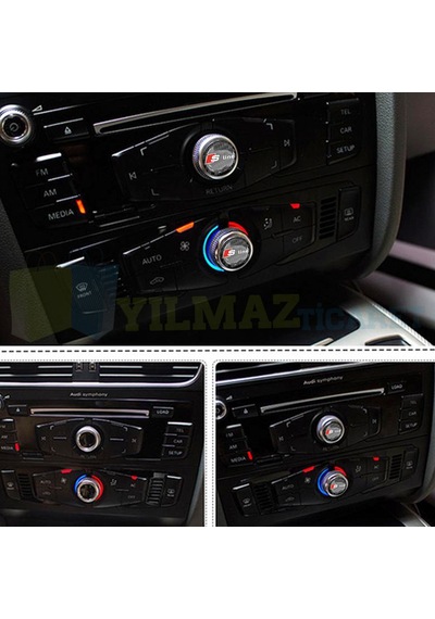 Audi S Line Karbon Logo Joystick Klima Teyp Damla Silikon Sticker 18 X 18 MM-4 Adet
