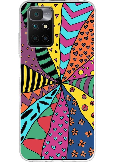 Xiaomi Redmi 10 İle Uyumlu 1mm Slim Fit Retro Renkler 4 Baskılı Şeffaf Kılıf