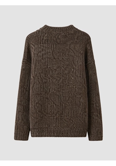 LC Waikiki Lc Waıkıkı Kahverengi Desenli Oversize Kadın Triko Kazak
