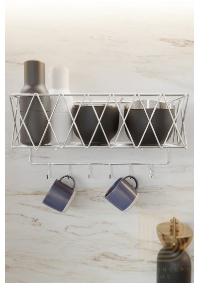 Mutfak Rafı Lüks Modern Gümüş Metal Baharatlık Rafı Organizer Düzenleyici Gümüş