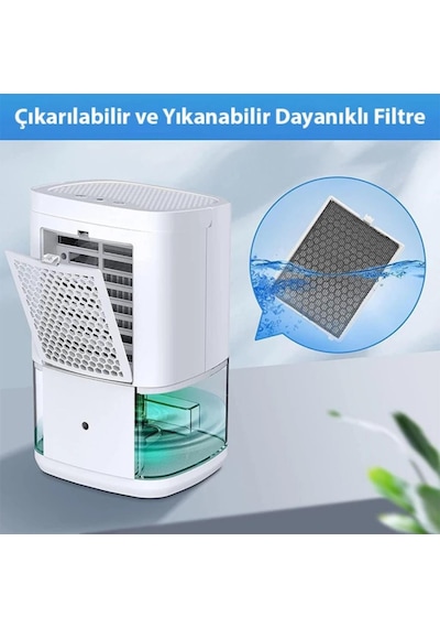 Coofbe Led Işıklı Otomatik Banyo Mutfak Oda Dolap 1000ml Nem Alma Cihazı Mantar Rutubet Nem Önleyici Beyaz